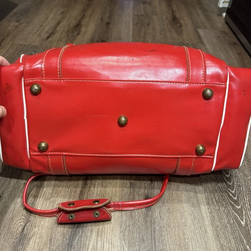 Vintage Houston Open‎ Golf Coca Cola Leather Duffel Bag Red White 50s 60s Talon